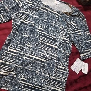 Lularoe striped floral Gigi top NWT L